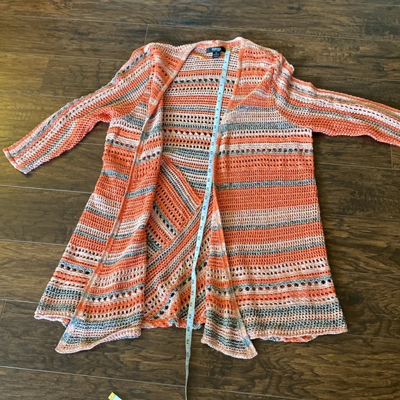 NWT Macy's Style & Co Coral Open Front Crochet Cardigan - Picture 5 of 7
